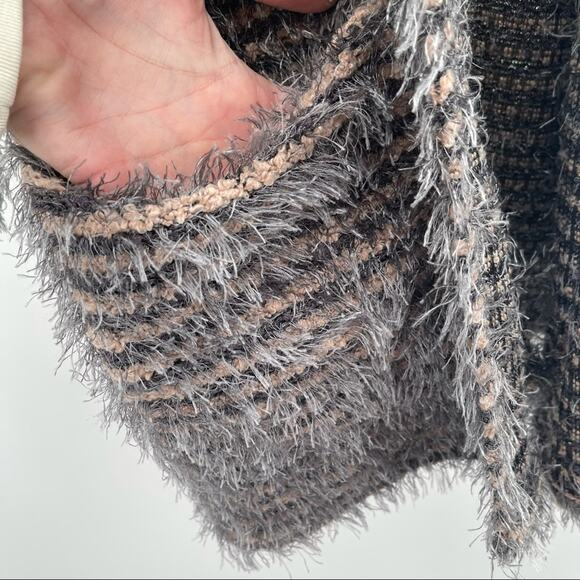 ASTARS Cupcakes Cardigan Blush Pink Gray Stripe Eyelash Pockets Long Size Small - Picture 12 of 14